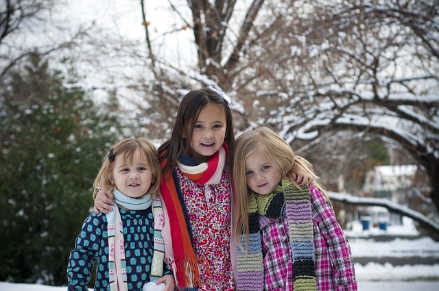 tři holčičky, zima